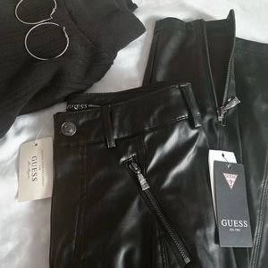 Guess black faux leather pants